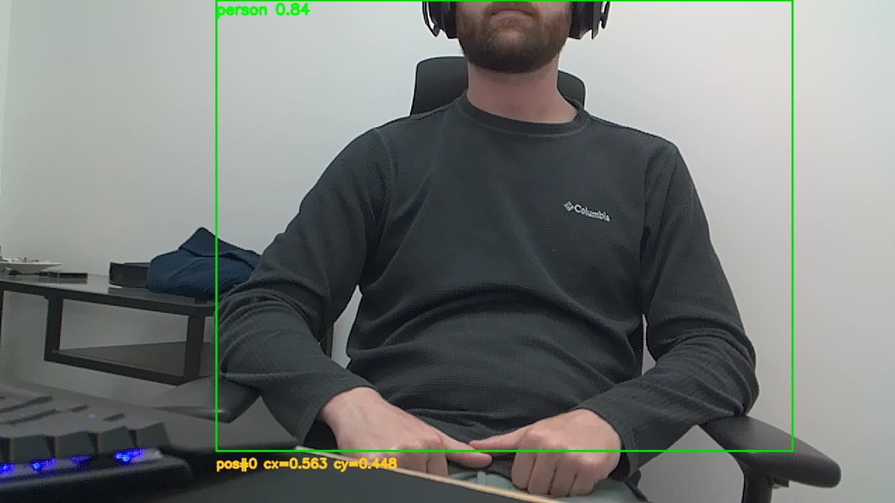 Live camera detection with person confidence and position overlay